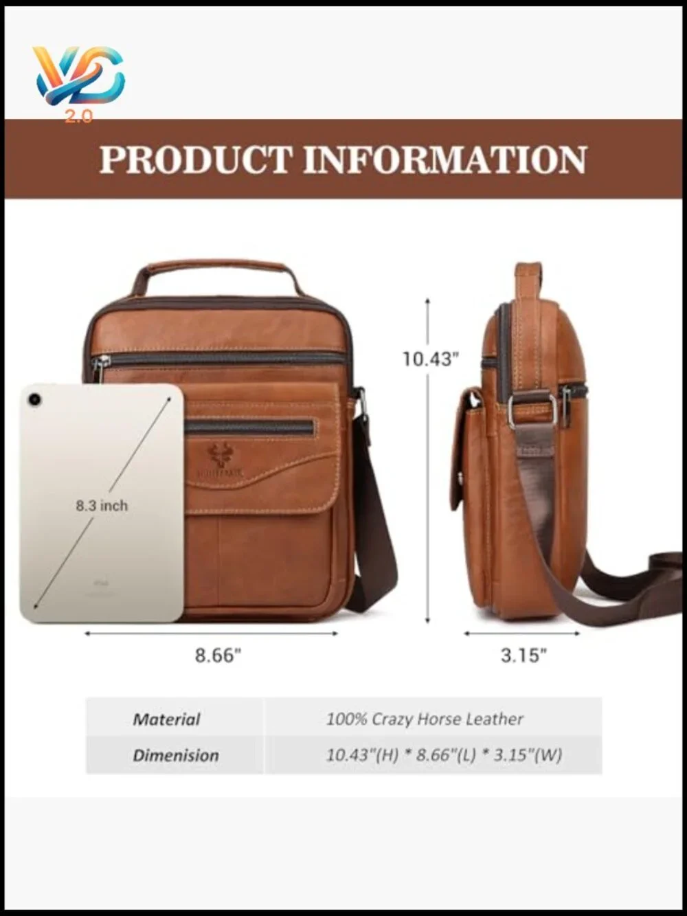 Small Messenger Bag Crossbody Shoulder Bag Genuine Leather Work Business